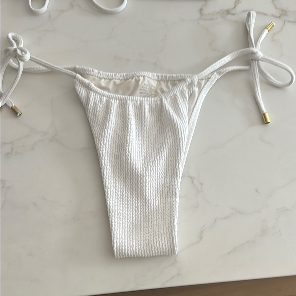 Monday Swim White Textured Bikini Bottom